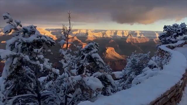 The Grand Canyon is blanketed by snow and ice