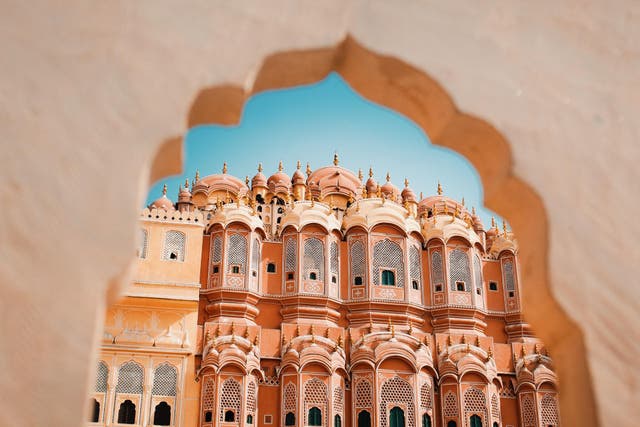 Inside the Hawa Mahal or the Palace of Winds in Jaipur, India