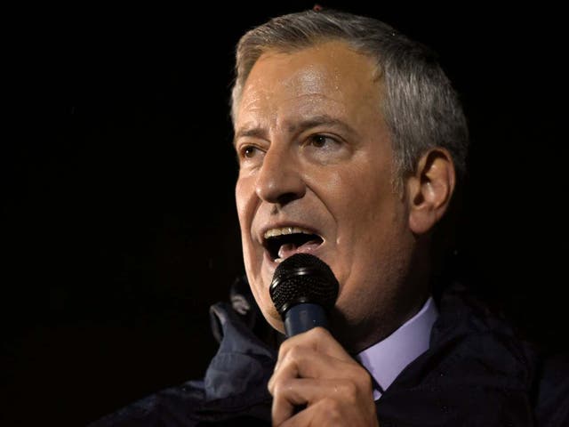 Bill de Blasio at a Grand Army Plaza gathering after the 28 December attack