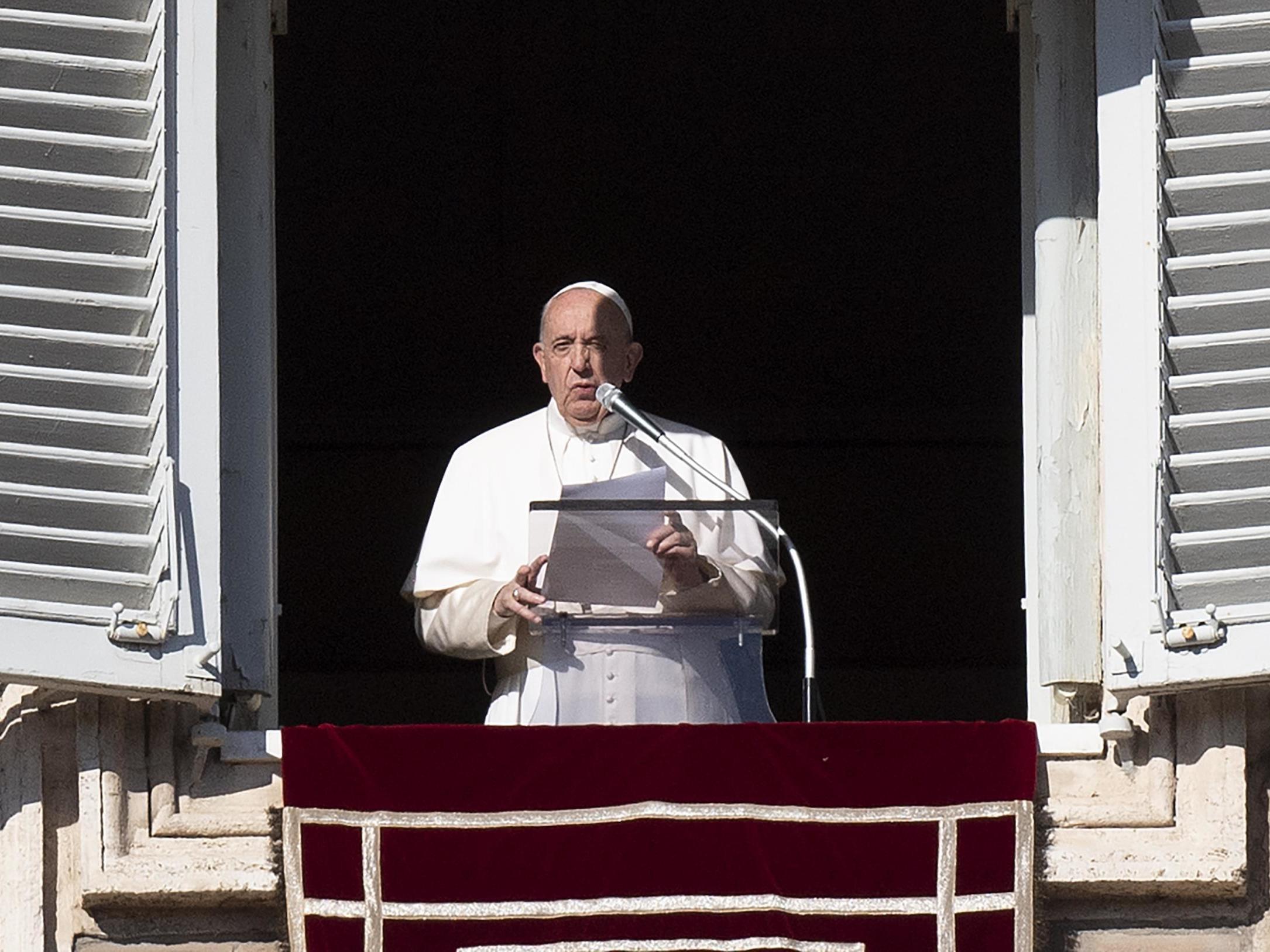 Pope Francis called on families to communicate with each other during midday prayers in St Peter’s Square (Getty)