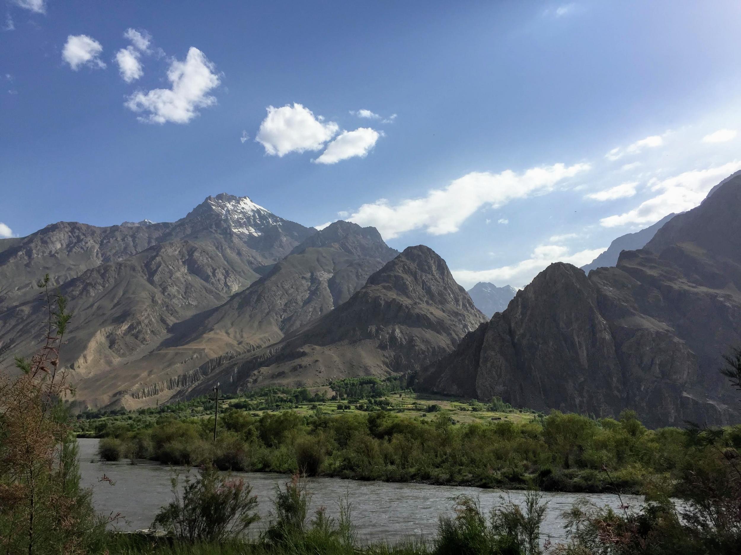 The Panj River and mountains of Afghanistan beyond