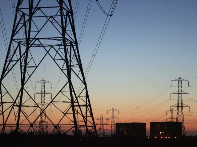 Electric pylons linking the Hinkley Point Nuclear Power Station to the National Grid are seen on July 17, 2006 in Somerset, England