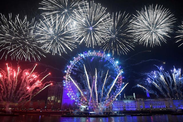 The fireworks display in London on New Year’s Day