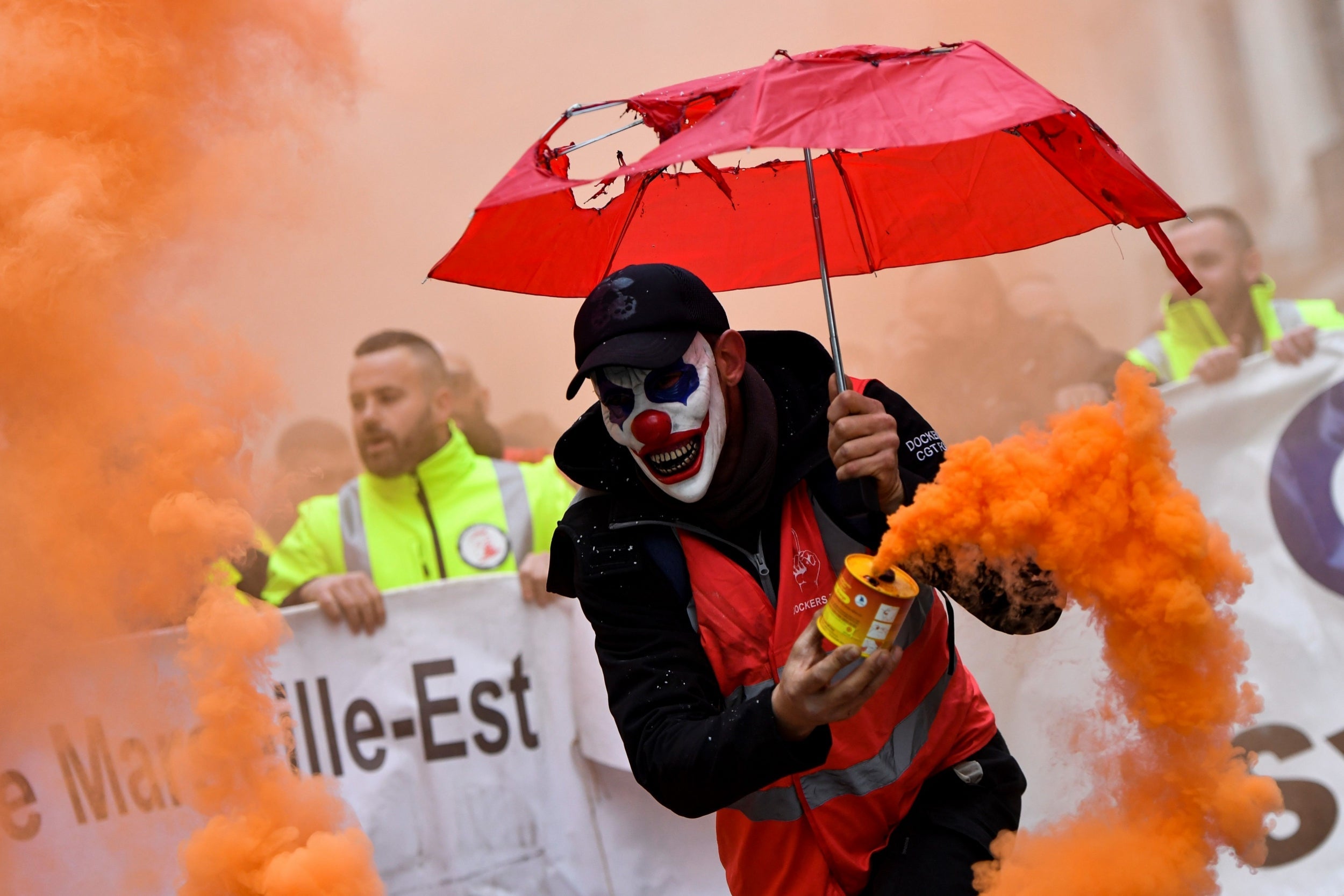
A protest against pension reforms in France last month (AFP/Getty) 