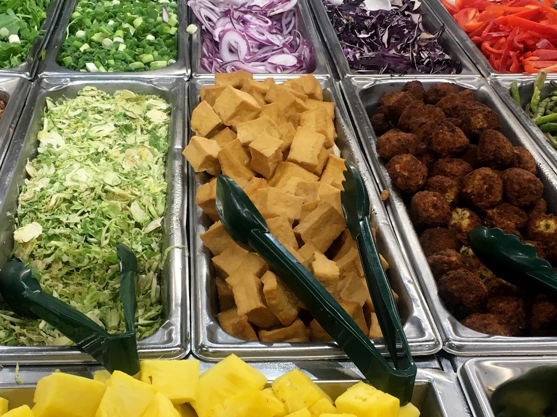 Tofu along with other vegetarian food is viewed at a store on November 25, 2019 in Washington,DC