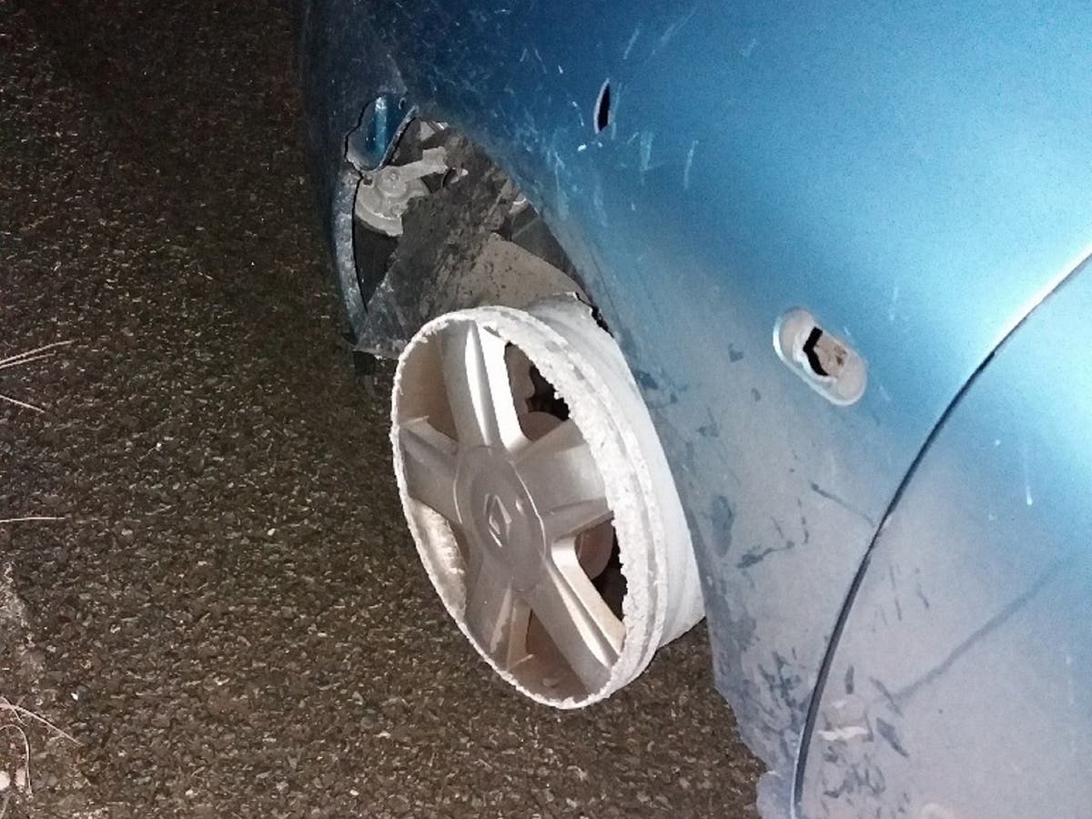 Driver with no front tyres and six times over drink driving limit arrested on motorway