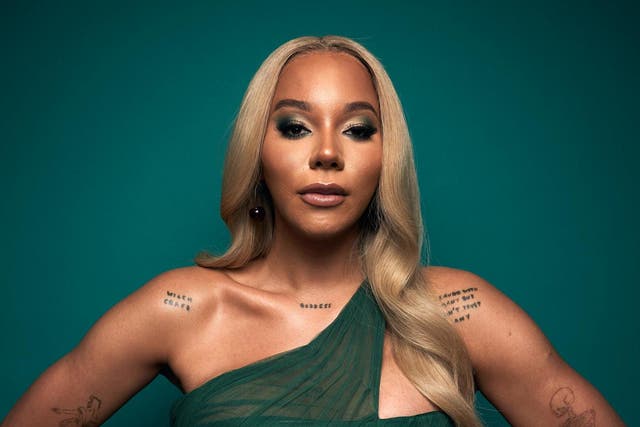 Munroe Bergdorf poses in the GAY TIMES Honours 500 studio at Magazine London on 21 November 2019 in London, England