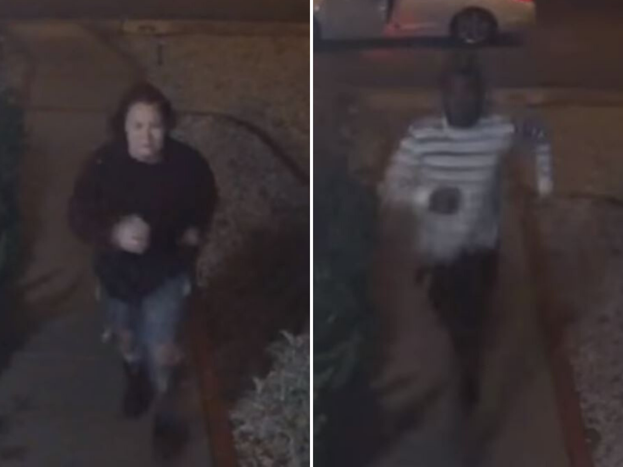 Police in Las Vegas are searching for a kidnapping victim and suspect after a surveillance camera captured a woman banging on a stranger's door screaming for help before being dragged to a car by a man near on 1 January, 2020.
