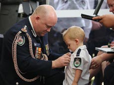 Toddler awarded medal in memory of father who died fighting wildfires