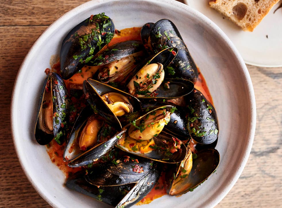 The bowl of nduja mussels, with the mollusc flesh, is happily overwhelmed by the heat from the sausage