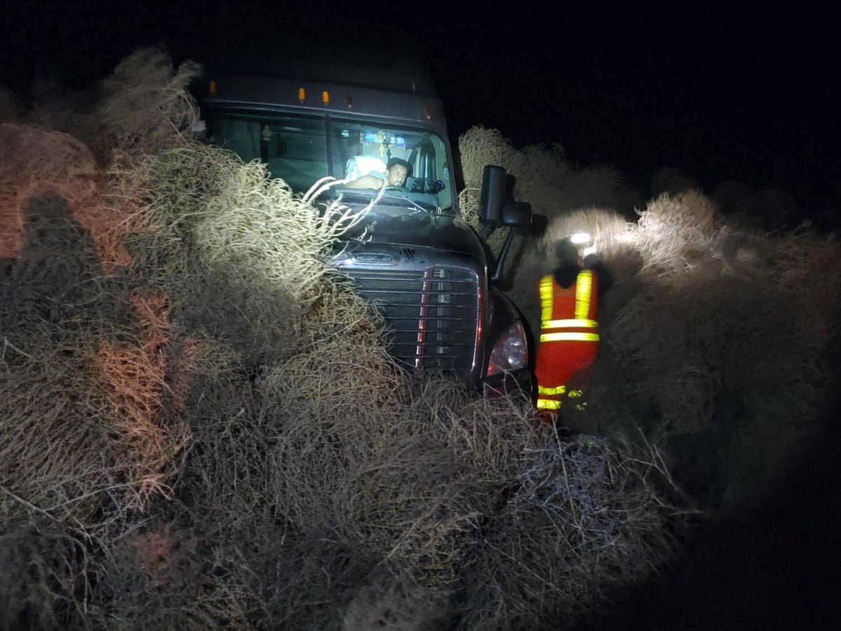 Drivers left trapped as 30ft wall of tumbleweed rolls across Washington