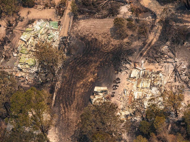 Aerial photographs reveal land and property wrecked by smoke and flames in East Gippsland, Victoria