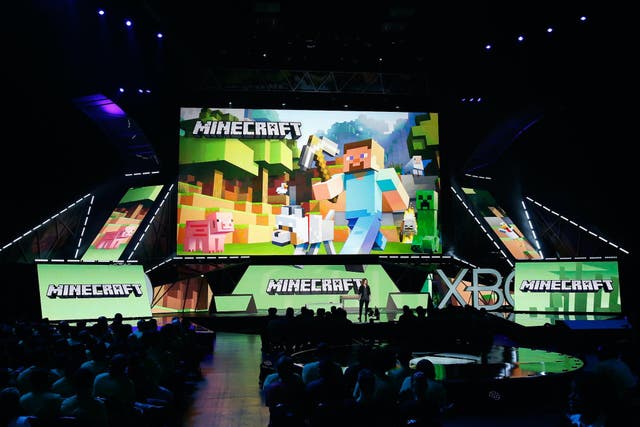Mojang's "Director of Fun" Lydia Winters speaks about 'Minecraft' during the Microsoft Xbox E3 press conference at the Galen Center on June 15, 2015 in Los Angeles, California