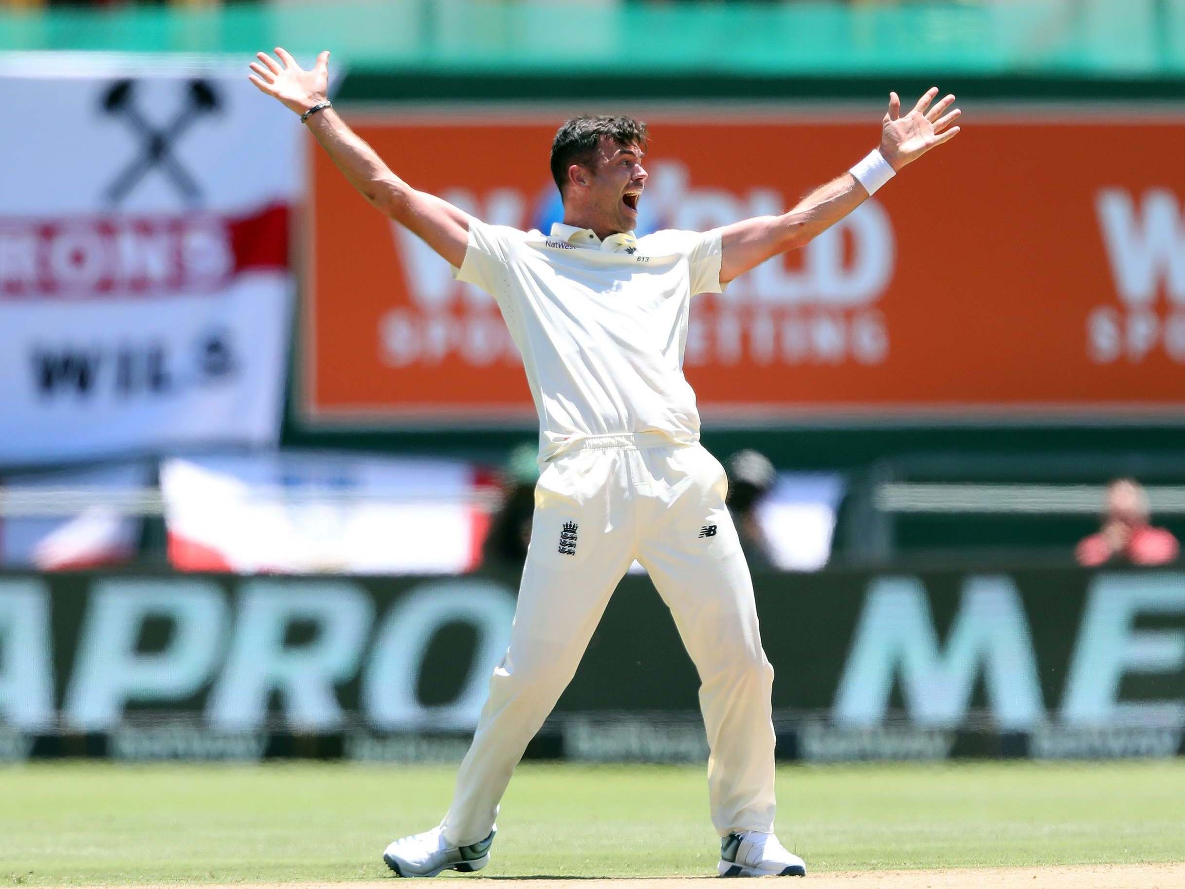 James Anderson took three wickets including one with the final ball of the day