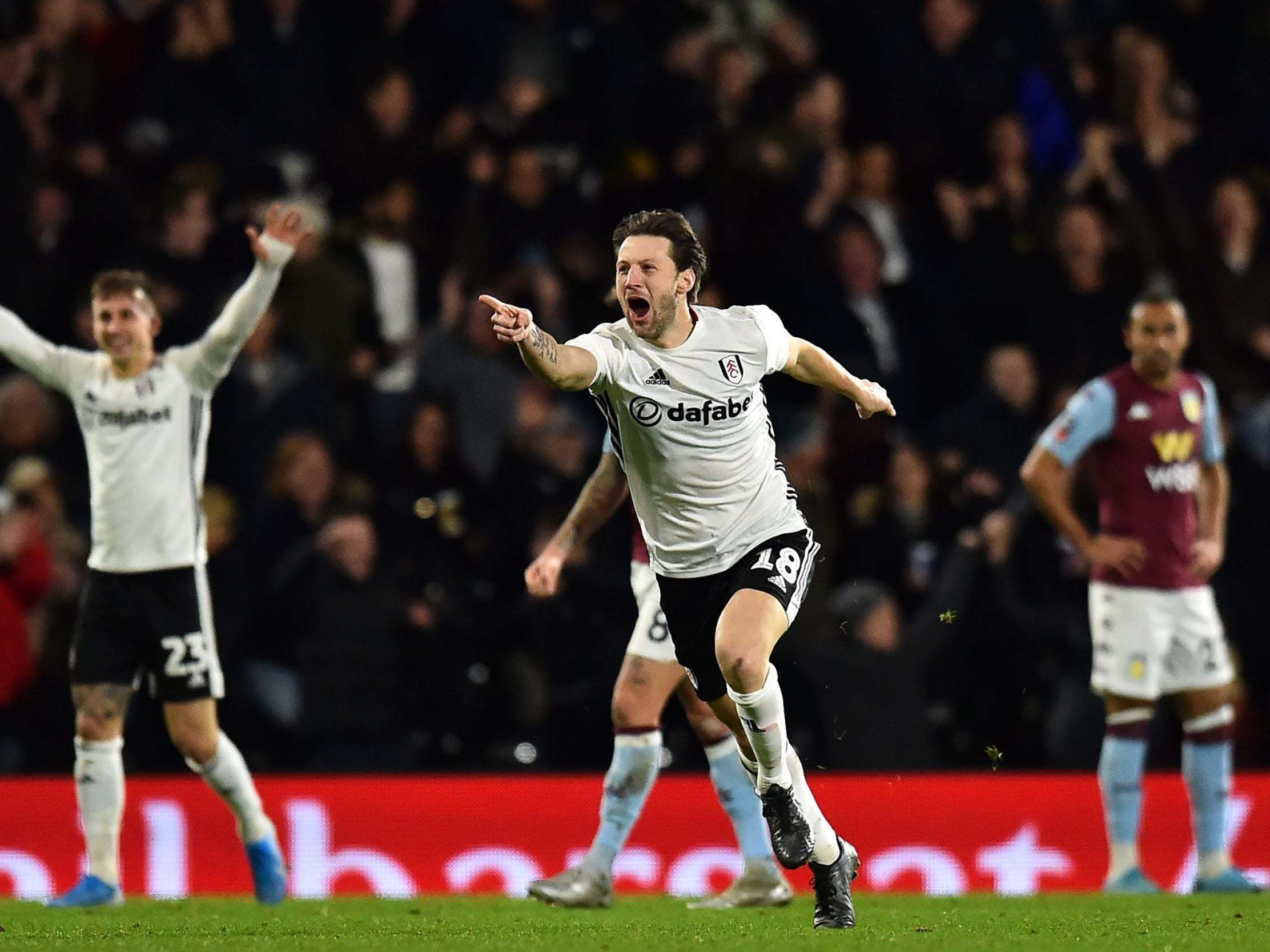 Harry Arter celebrates after lashing home Fulham's winner against Aston Villa