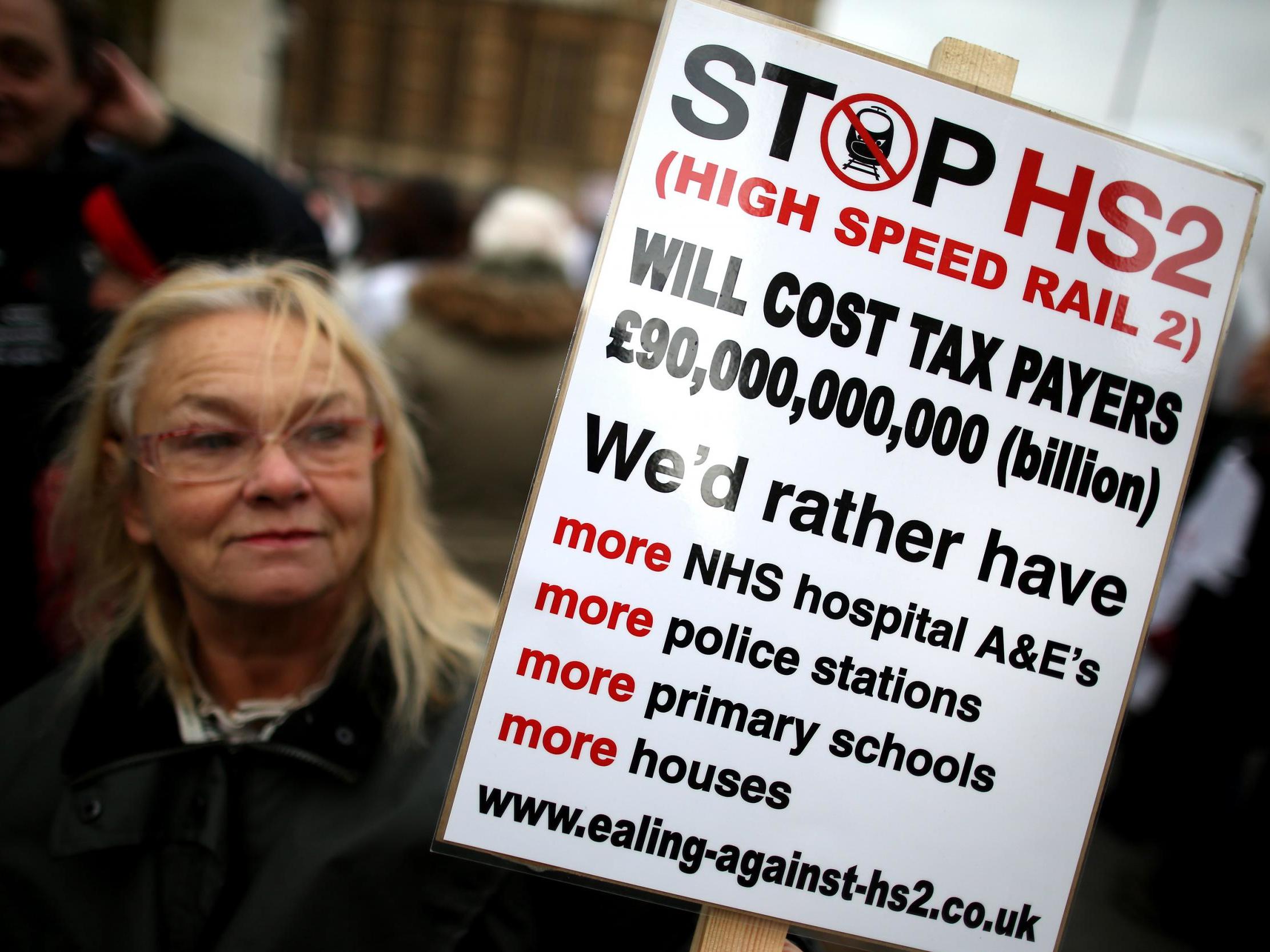 A protester at a Stop HS2 march (Getty)