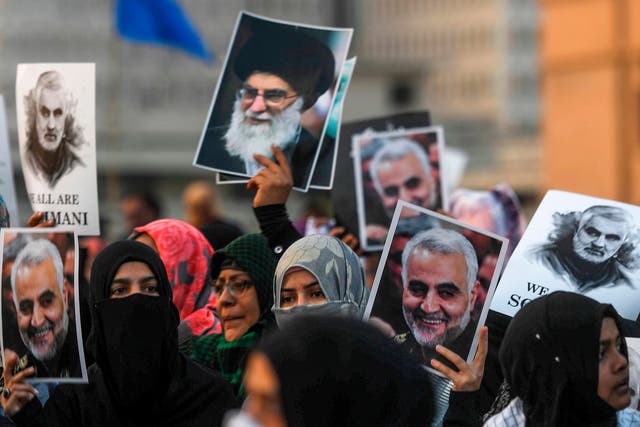 Shiite Muslims march to protest against the US strike that killed Soleimani