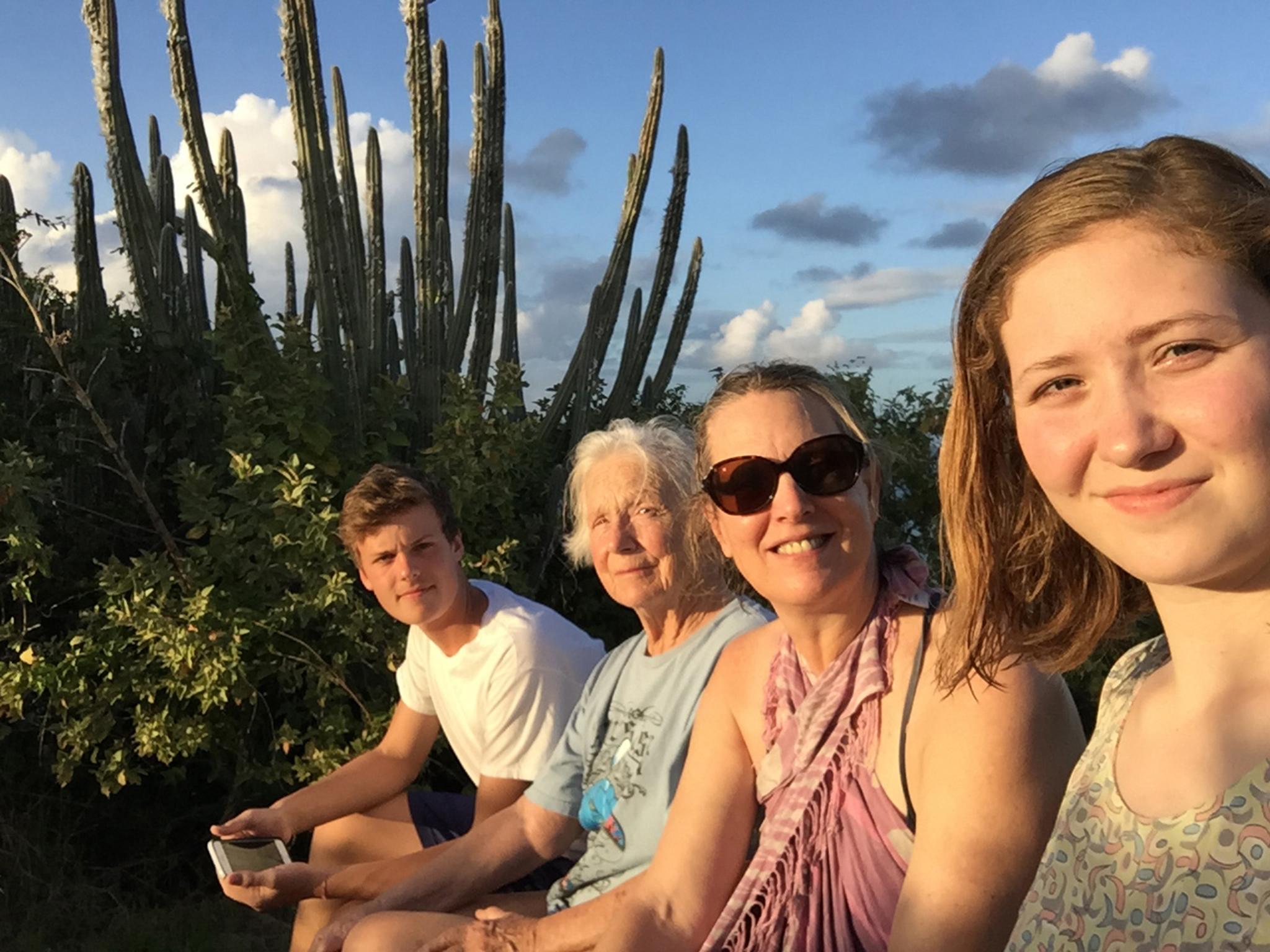 Teeny (second left) spent Christmas 2016 with daughter Quinny (second right) and grandchildren Arthur and Corinne on the Puerto Rican island of Culebra