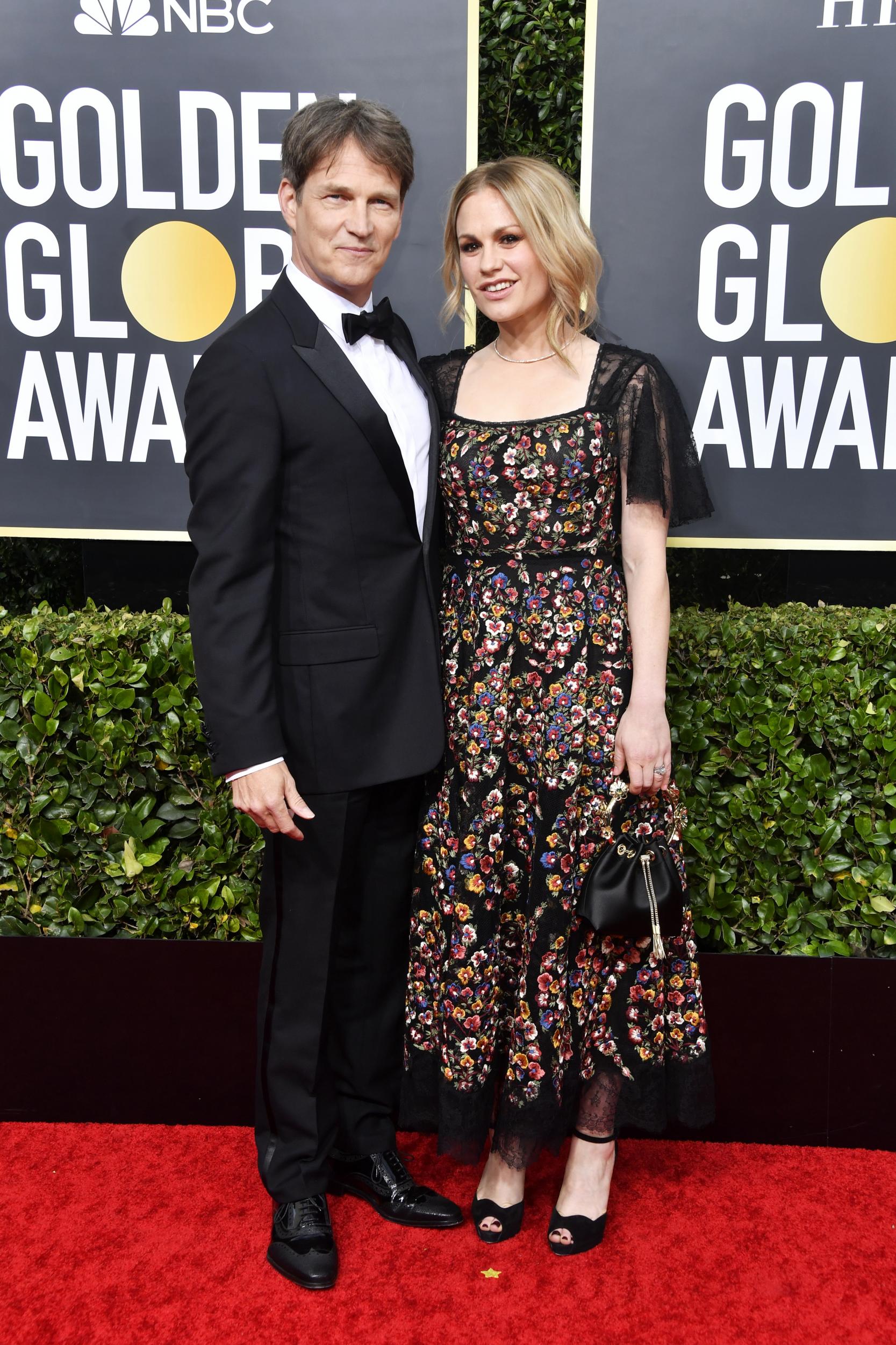 Stephen Moyer and Anna Paquin attend the 77th Annual Golden Globe Awards