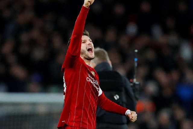 Adam Lallana celebrates Liverpool's FA Cup victory over Everton