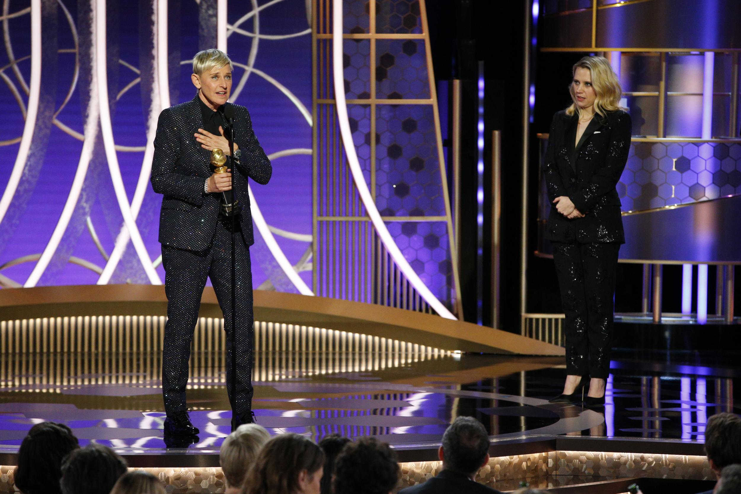 Ellen DeGeneres and Kate McKinnon at the 2020 Golden Globes