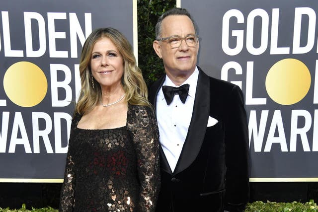 Rita Wilson and husband Tom Hanks looking slick on the red carpet