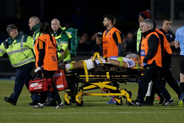 Michael Fatialofa was carried off the pitch and taken to hospital in Worcester's defeat by Saracens