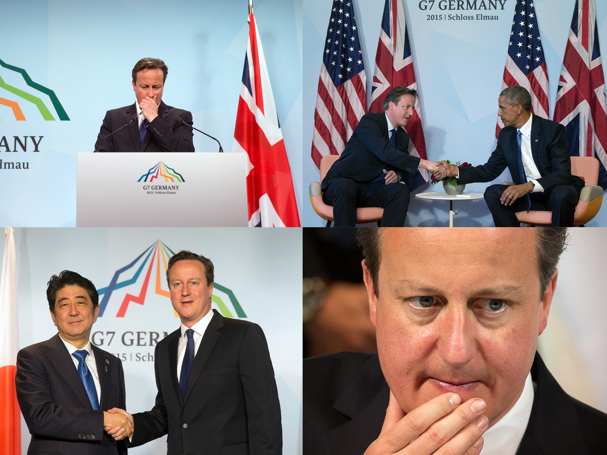 David Cameron connects with world leaders at the summit of G7 nations at the Schloss Elmau on 8 June 2015