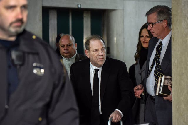 Harvey Weinstein arrives at the New York Criminal Court for the first day of his trial on sexual assault charges