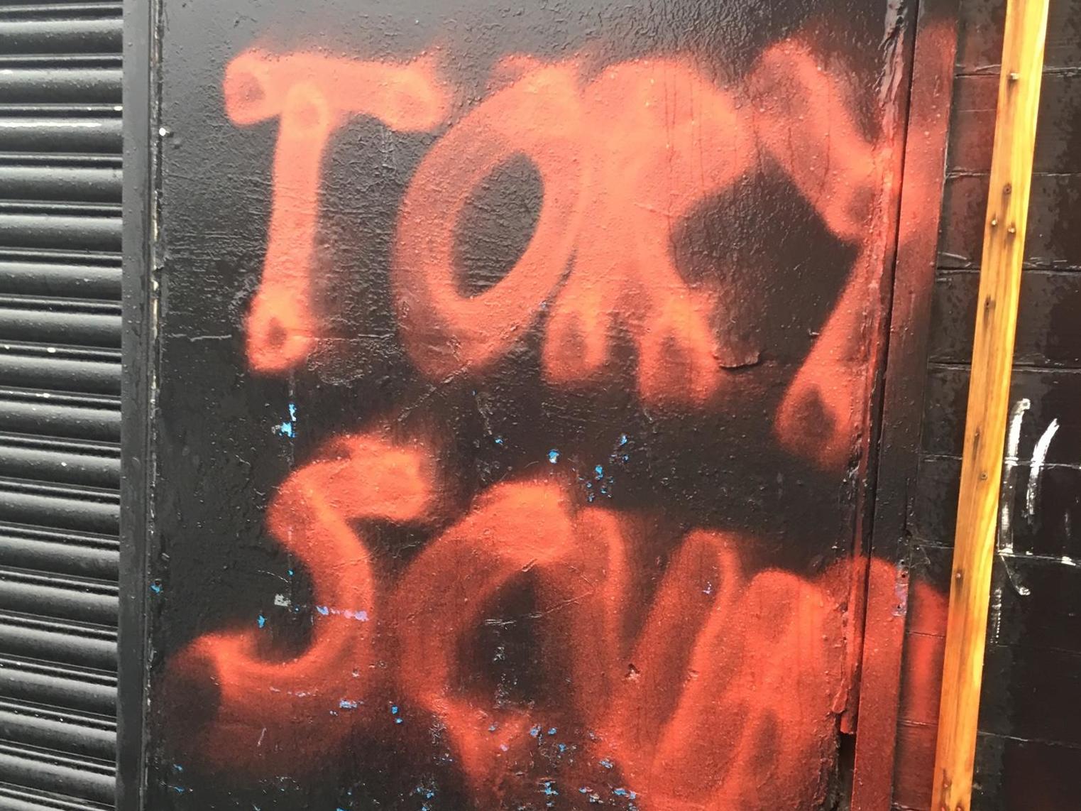 The words 'Tory Scum' were spray-painted in red outside MSP Annie Well's constituency office in Glasgow
