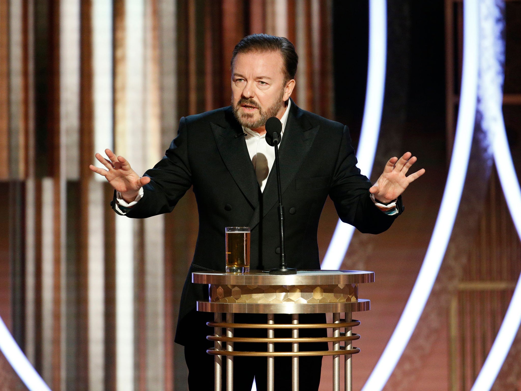 Gervais at the 2020 Golden Globes