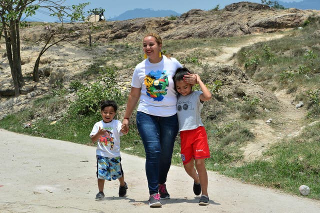 Ruth Gomez back home with her son and daughter, Dorian and Alejandra