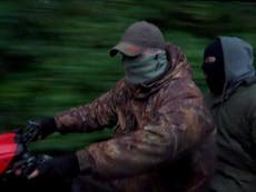 ‘Your worst nightmare has just turned up’: Masked pro-hunt gang on quad bikes chase protesters trying to protect foxes