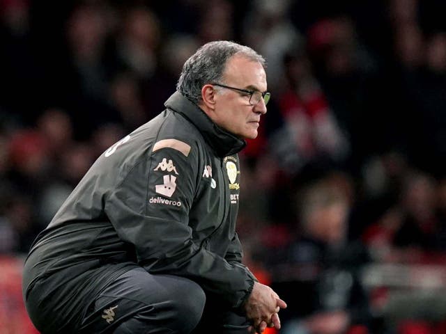 Marcelo Bielsa watches on at the Emirates Stadium