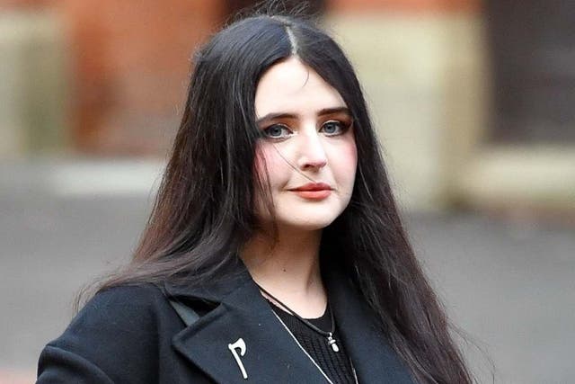 Alice Cutter, 23, who denies membership of National Action, a banned neo-Nazi terrorist group, arriving at Birmingham Crown Court