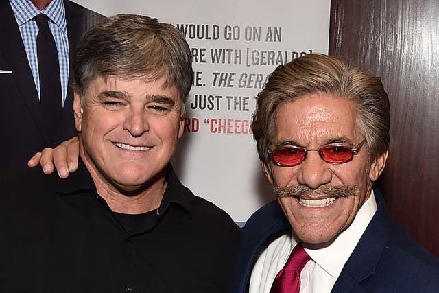 Sean Hannity and Geraldo Rivera attend an event for the launch of his memoir