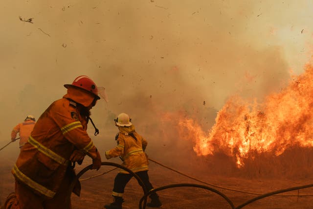 Firefighters battle a spot fire Hillville, Australia