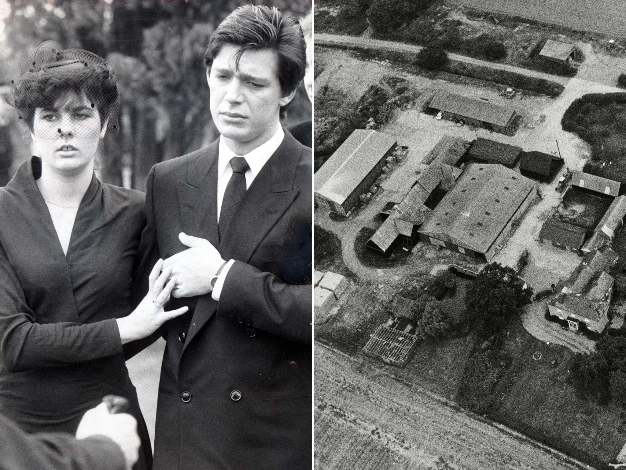 Jeremy Bamber with Julie Mugford at the funeral of his parents and sister