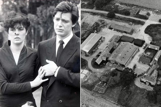 Jeremy Bamber with Julie Mugford at the funeral of his parents and sister