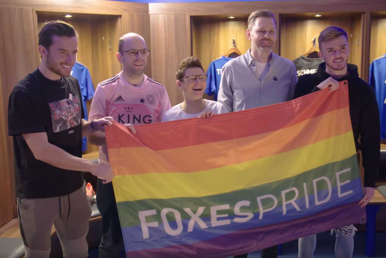 Ben Chilwell and James Maddison meet Foxes Pride, the Leicester City LGBT+ fan group