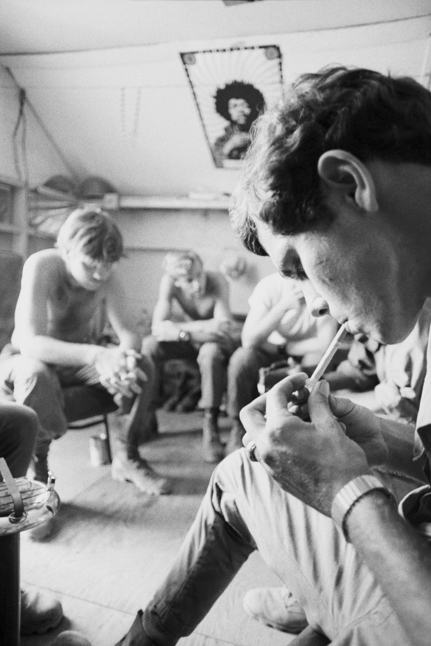 American soldiers smoke marijuana during the Vietnam War