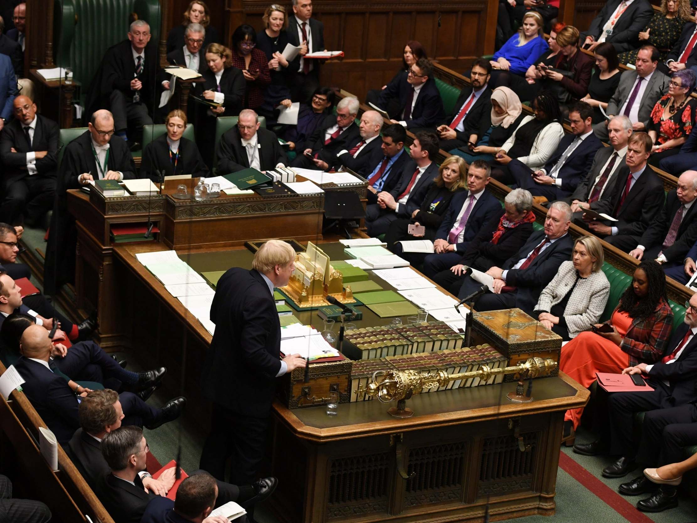 Boris Johnson addresses parliament during PMQs last week