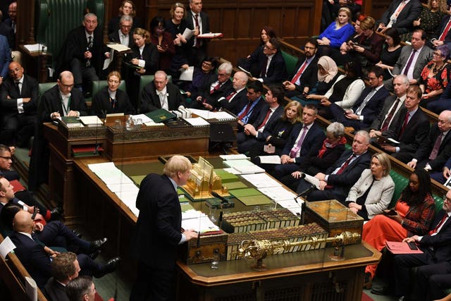 Boris Johnson addresses parliament during PMQs last week