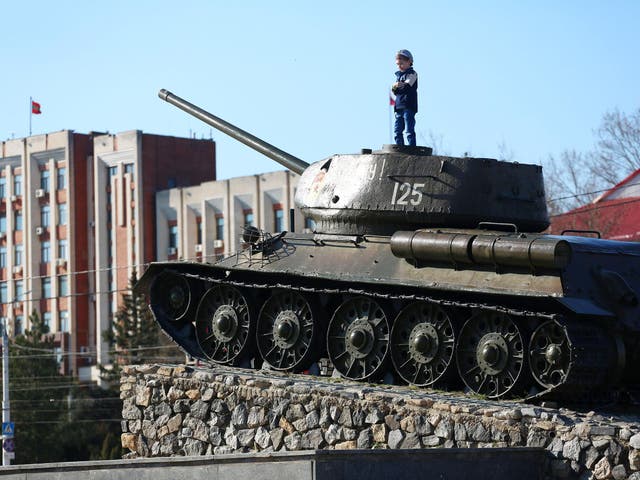 A soviet tank in the centre of Tiraspol