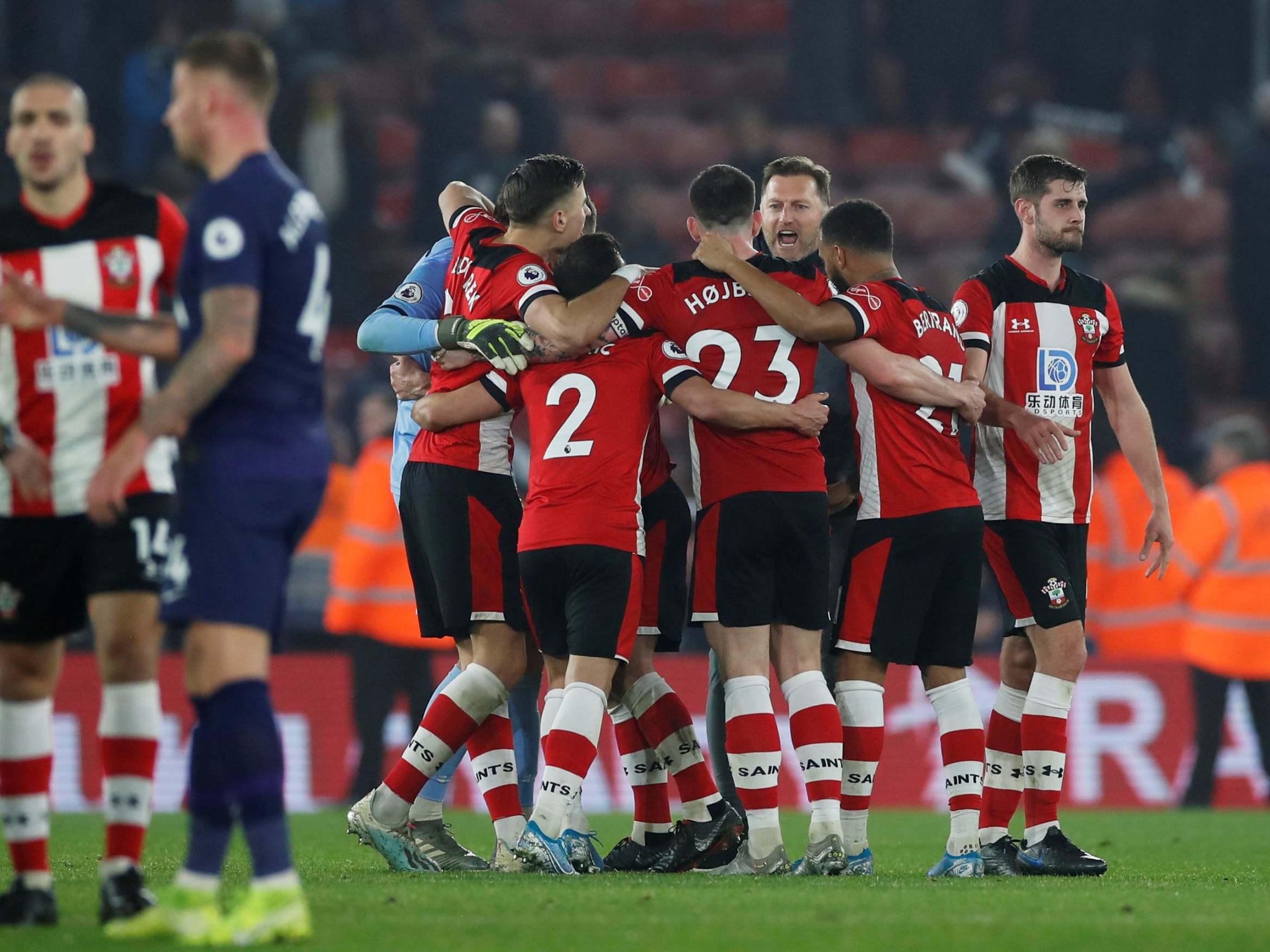 Southampton celebrate after beating Tottenham on New Year's Day