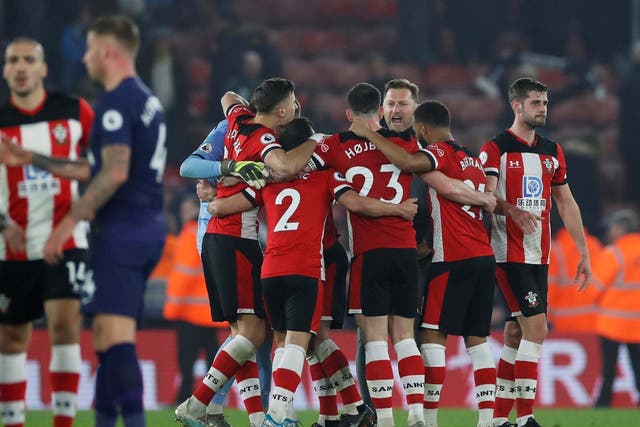 Southampton celebrate after beating Tottenham on New Year's Day