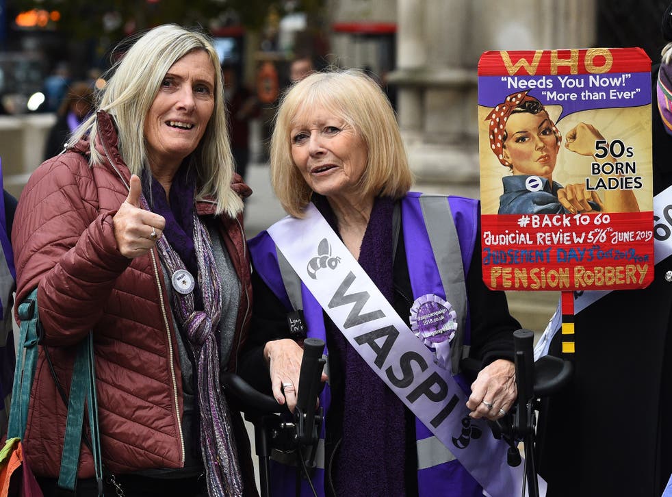 Waspi campaigners outside the Royal Courts of Justice