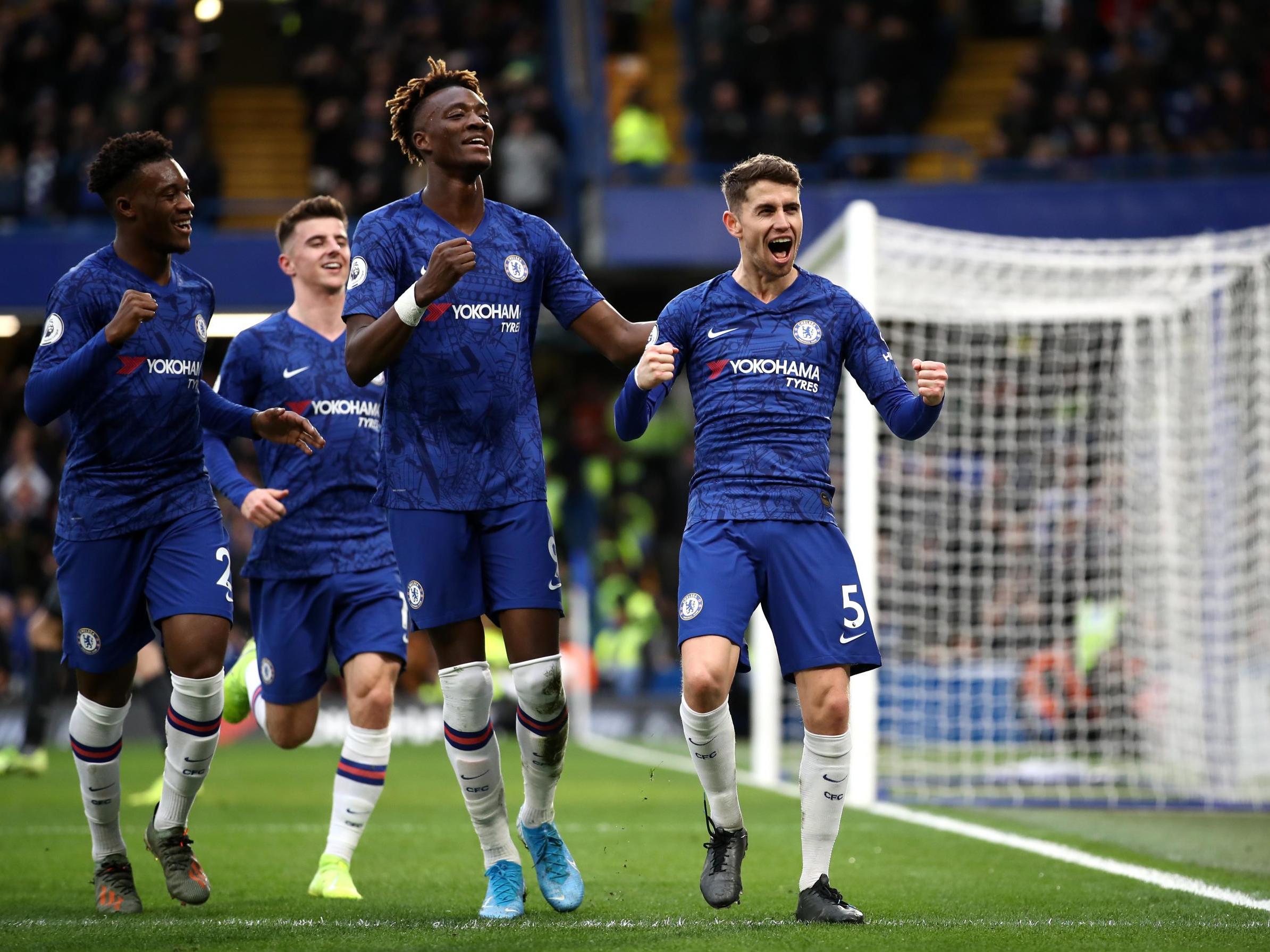 Callum Hudson-Odoi celebrates scoring for Chelsea