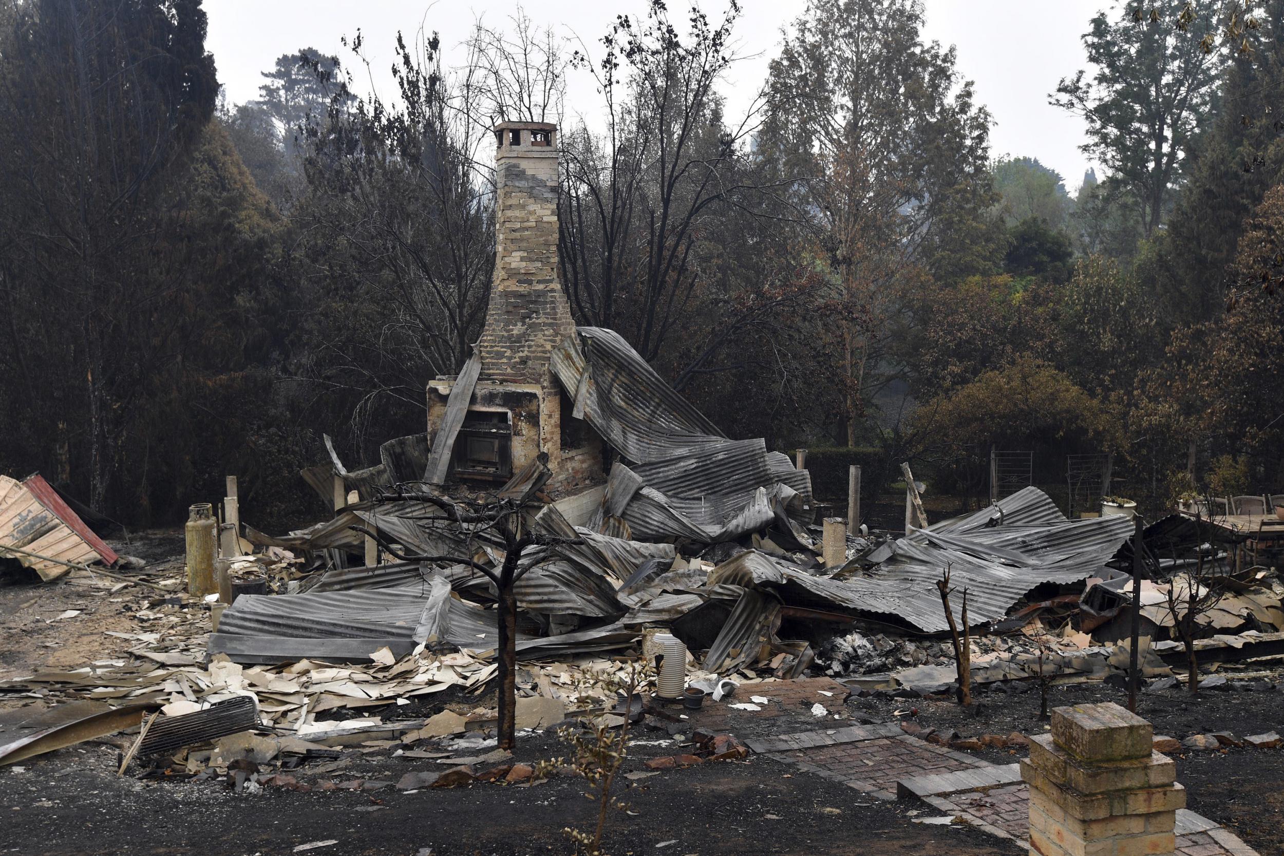 A woodchip mill burnt by fires in New South Wales