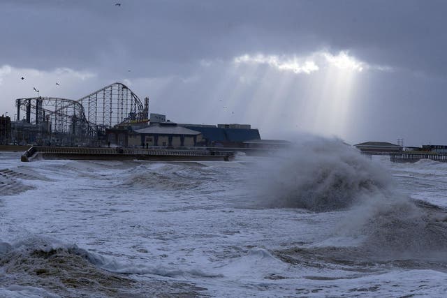 The sea at Blackpool was stormy as rescue teams searched